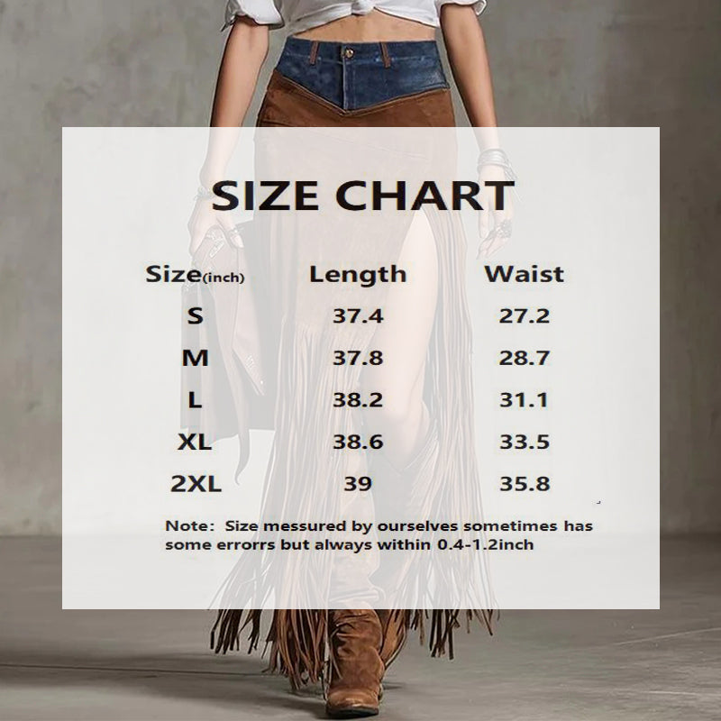 Women's Patchwork Fringe Maxi Skirt - view 3