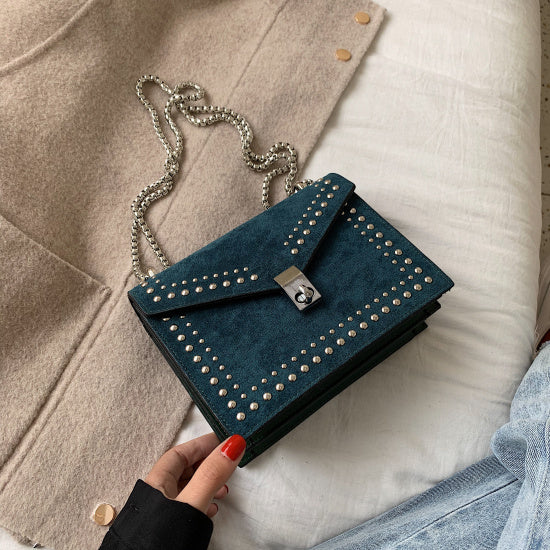 Women's small PU shoulder bag with chain detail - product view 10