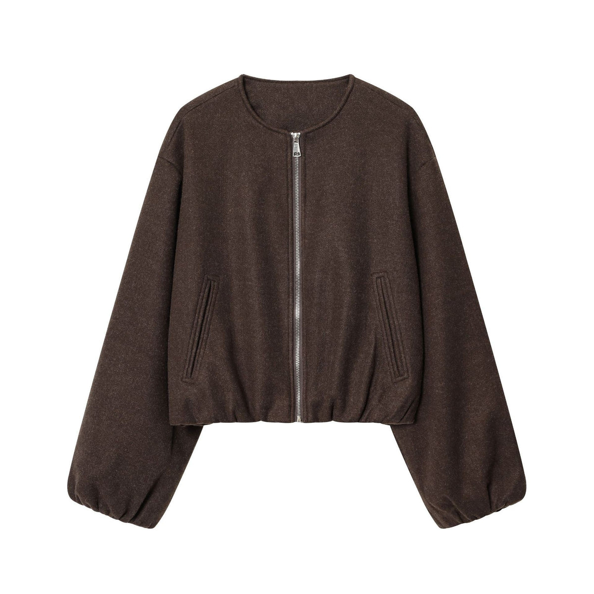 Womens Loose-Fit Crew-Neck Zip-Up Baseball Jacket - product image 5