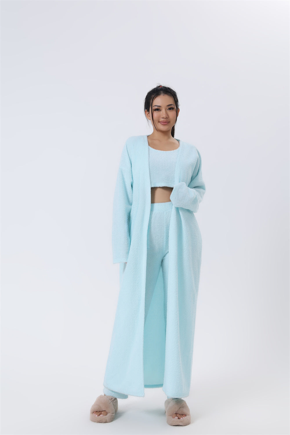 3-Piece Lounge Set – Crop Top, Wide-Leg Pants & Cardigan - product image 8