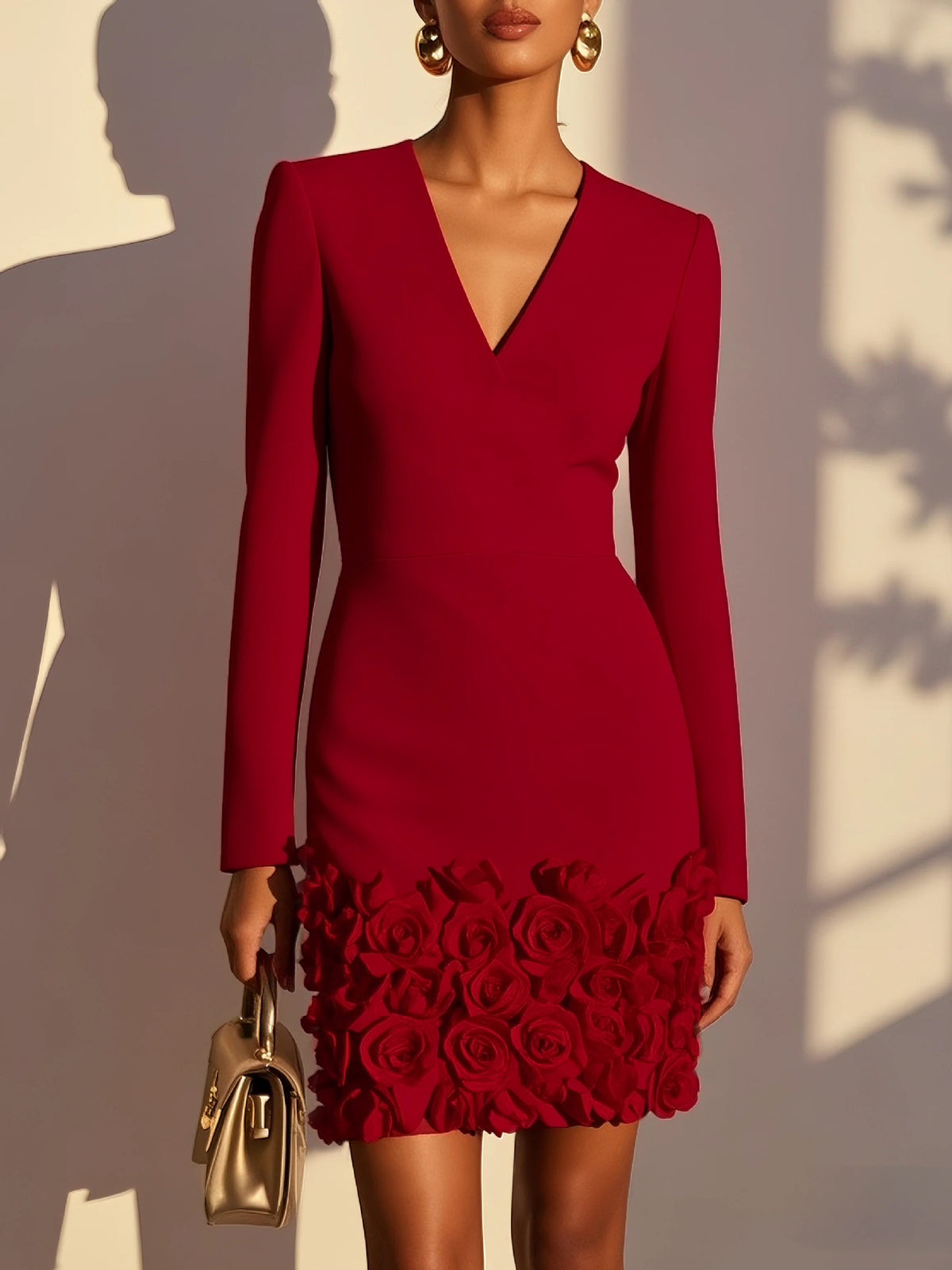 Women's 3D Floral V-Neck High-Waist Mini Dress - product image 11