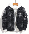 Men's Distressed Black Denim Trucker Jacket
