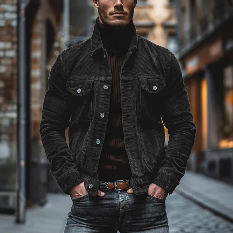 Men's Pocket Corduroy Long Sleeve Striped Lapel Jacket - product image 5