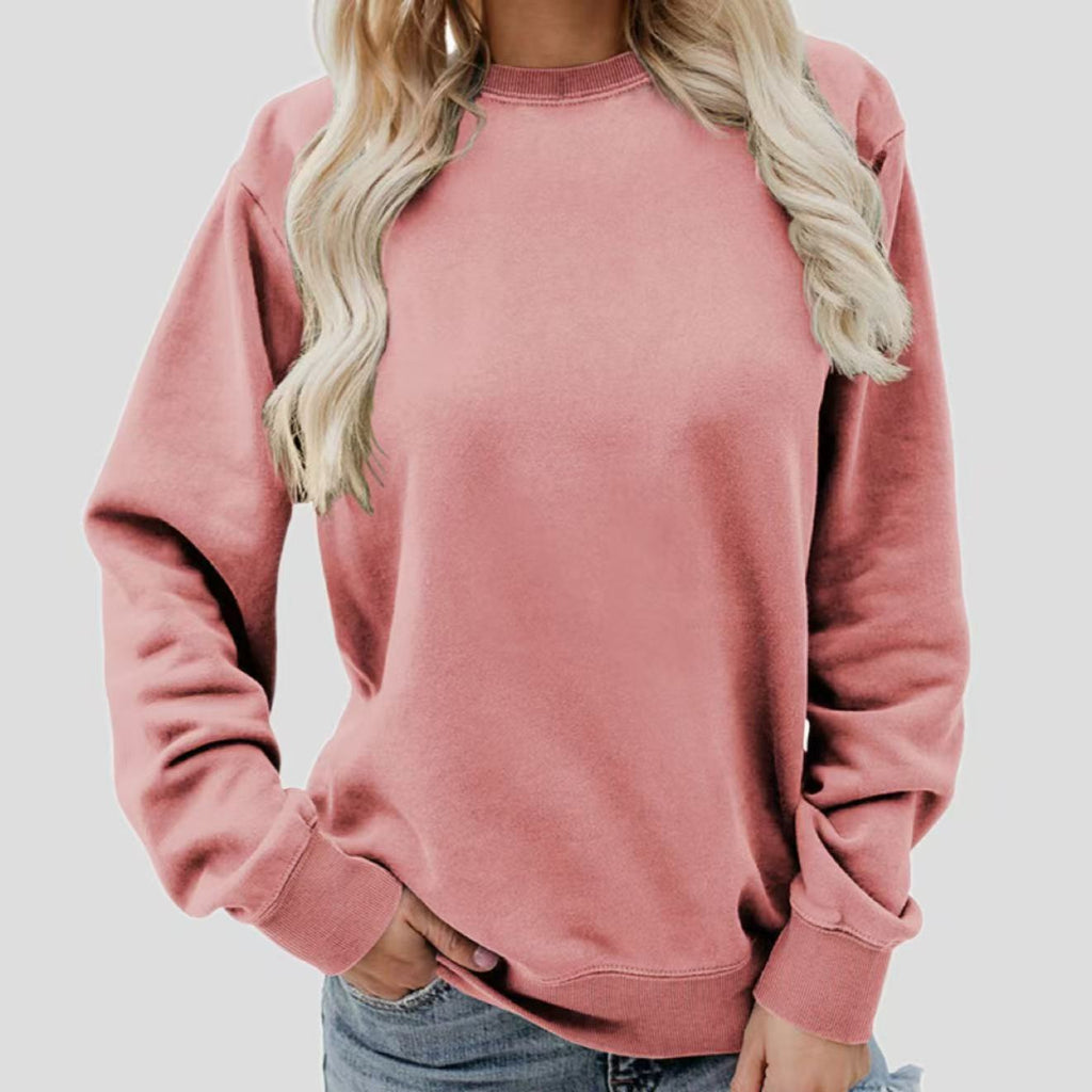 Women's Rose Gold Cotton Round-Neck Sweatshirt
