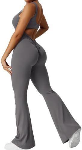 Sleeveless Flare Yoga Jumpsuit – Women’s High-Stretch Wide Leg Activewear - product image 13