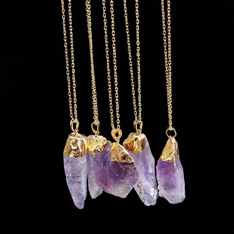 Dyed Natural Stone Crystal Pendant Necklace - product image 6