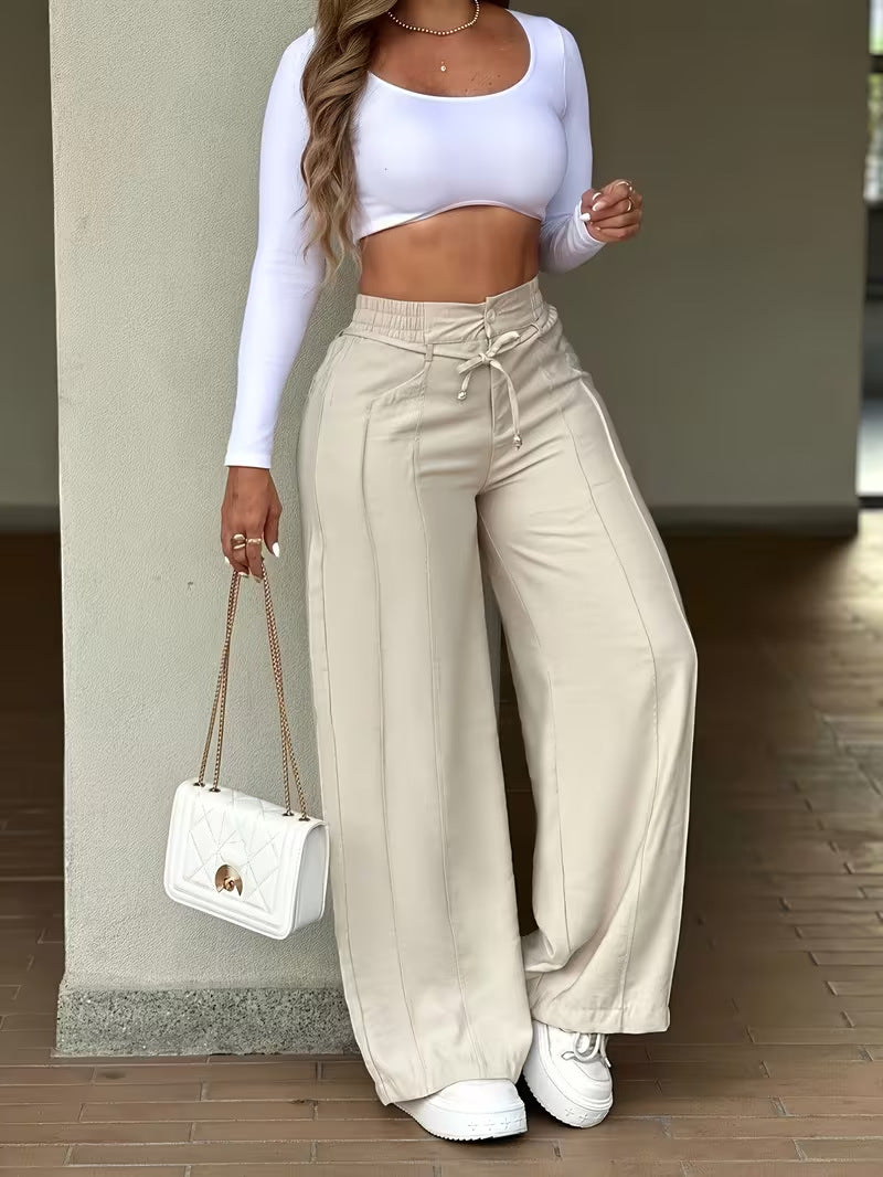 Women's High-Waist Drawstring Wide-Leg Pants - product image 14
