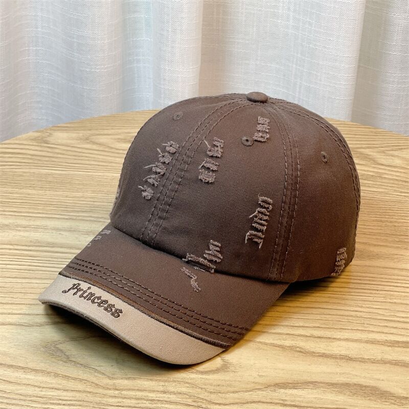 Distressed Embroidered-Letter Baseball Cap - image 10