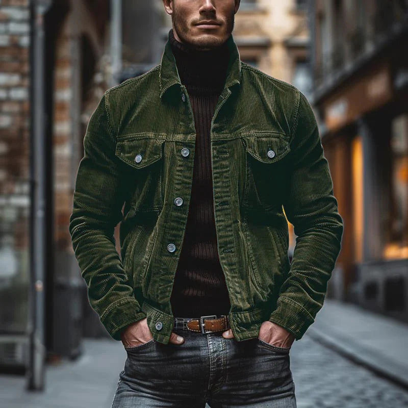 Men's Pocket Corduroy Long Sleeve Striped Lapel Jacket - product image 3