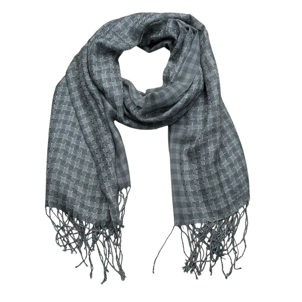 Gray fringed acrylic scarf - view 2