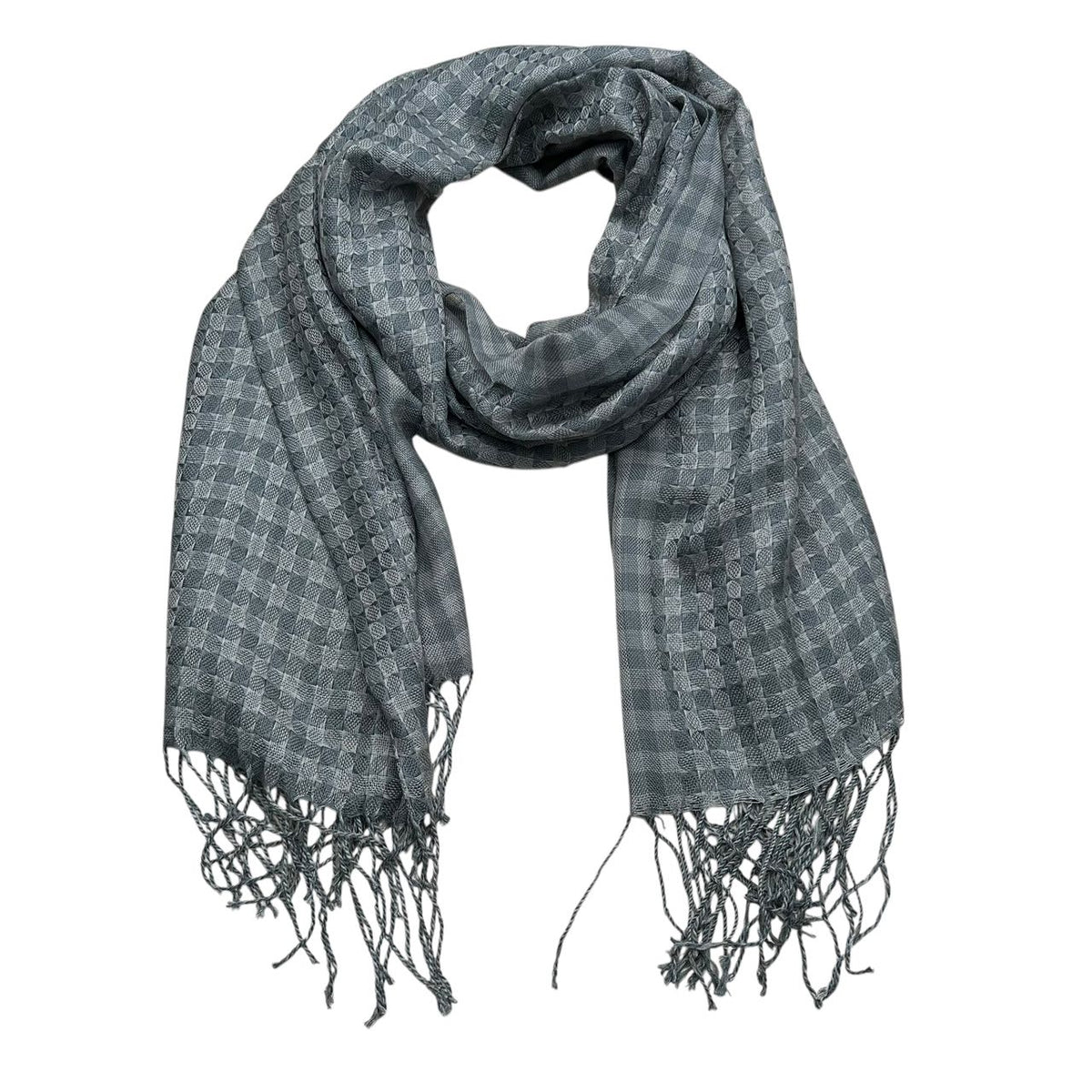 Gray fringed acrylic scarf - view 2