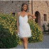 Women's Lace Tassel V-Neck Mini Dress - product image 12