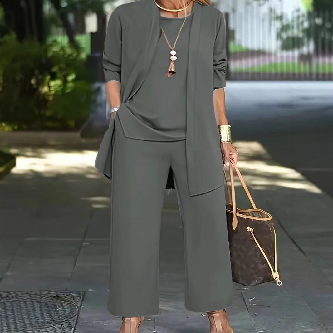 Women's 3-Piece Casual Set: Cardigan, Tank Top & Wide-Leg Pants - product image 5
