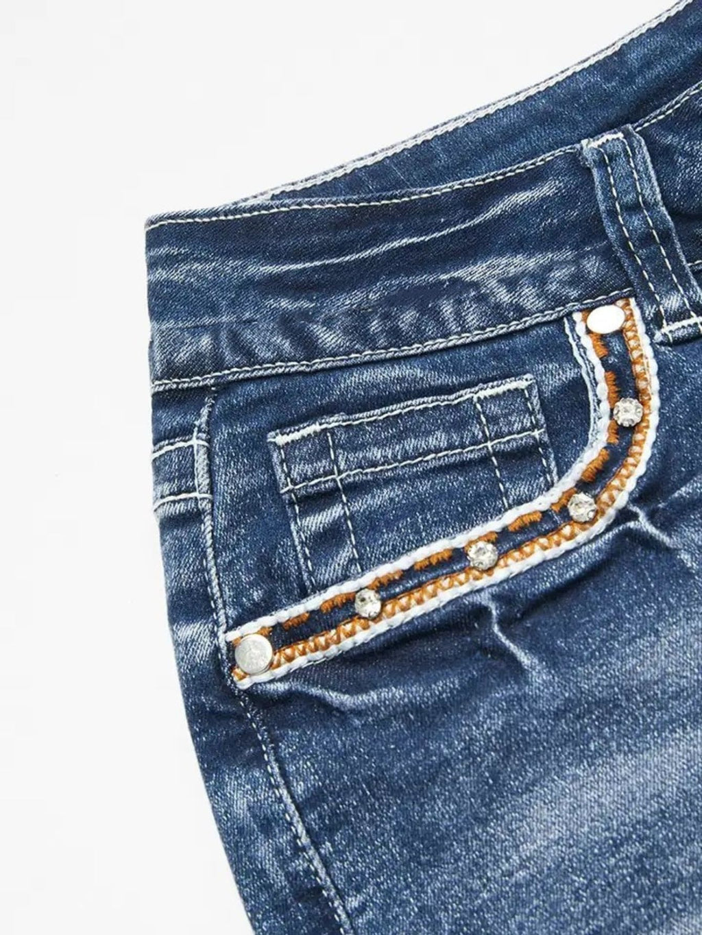 Women's embroidered high-waist denim shorts - view 10
