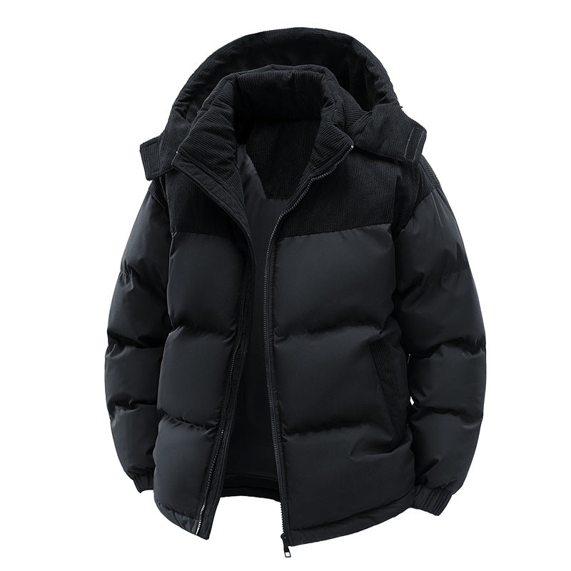 Unisex Color-Block Padded Coat with Detachable Hood - image 10
