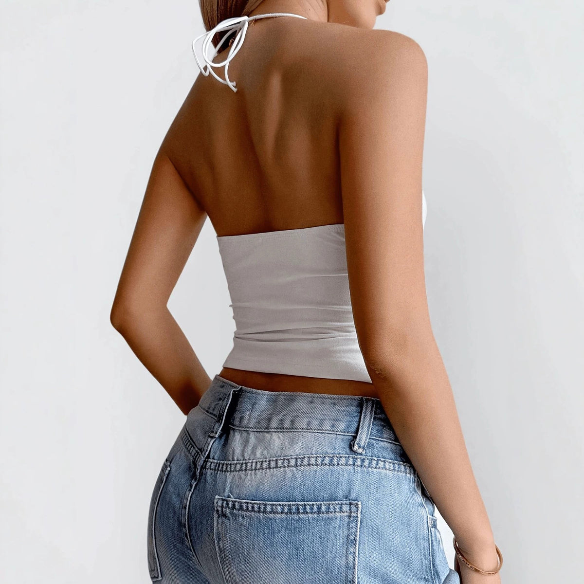 Women's White Lace Backless Tank Top - product image 4