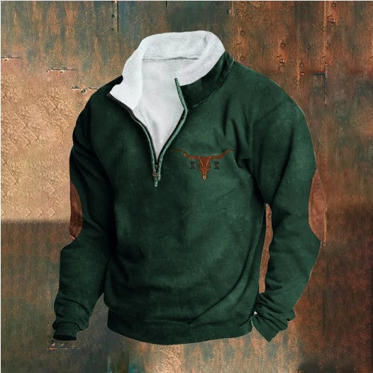 Men's Retro Patchwork Long-Sleeve Sweater - image 11
