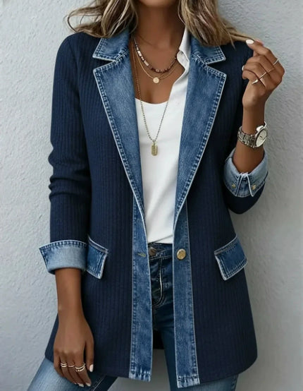 Women's Denim Patchwork Button-Down Jacket - view 14