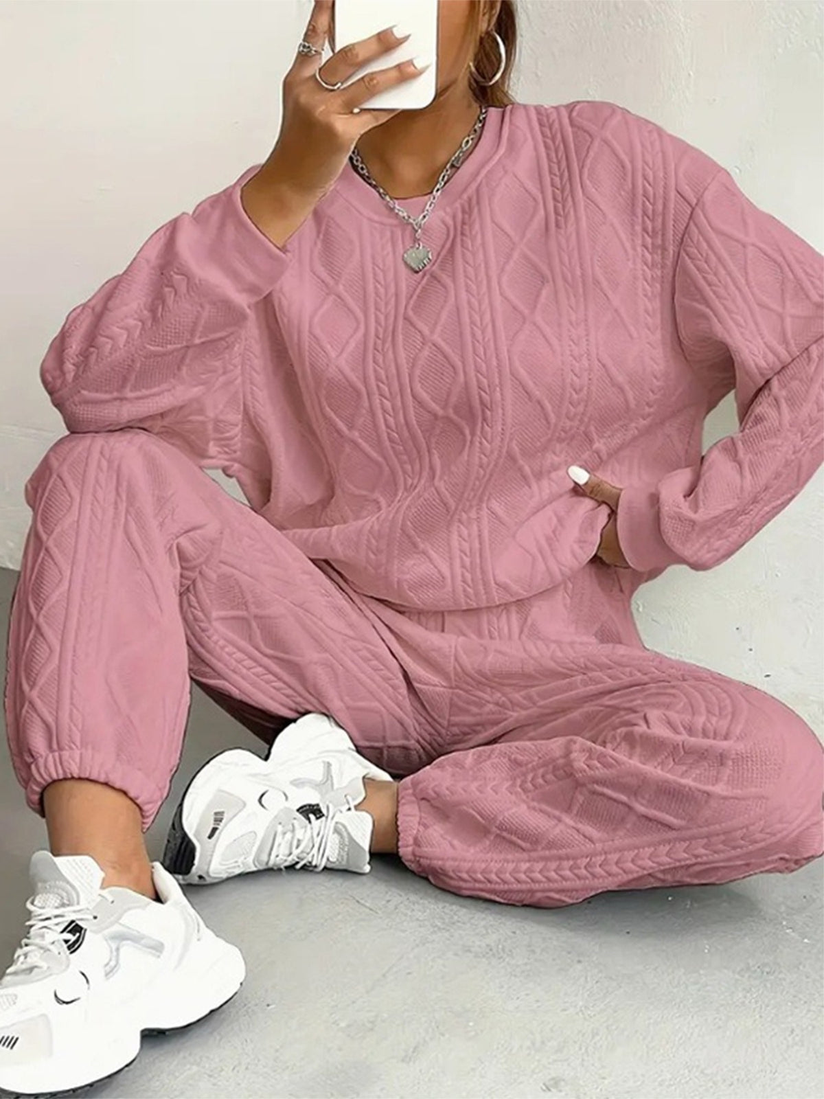 Women’s Twist-Detail Long-Sleeve Top & Leggings Set - product image 5
