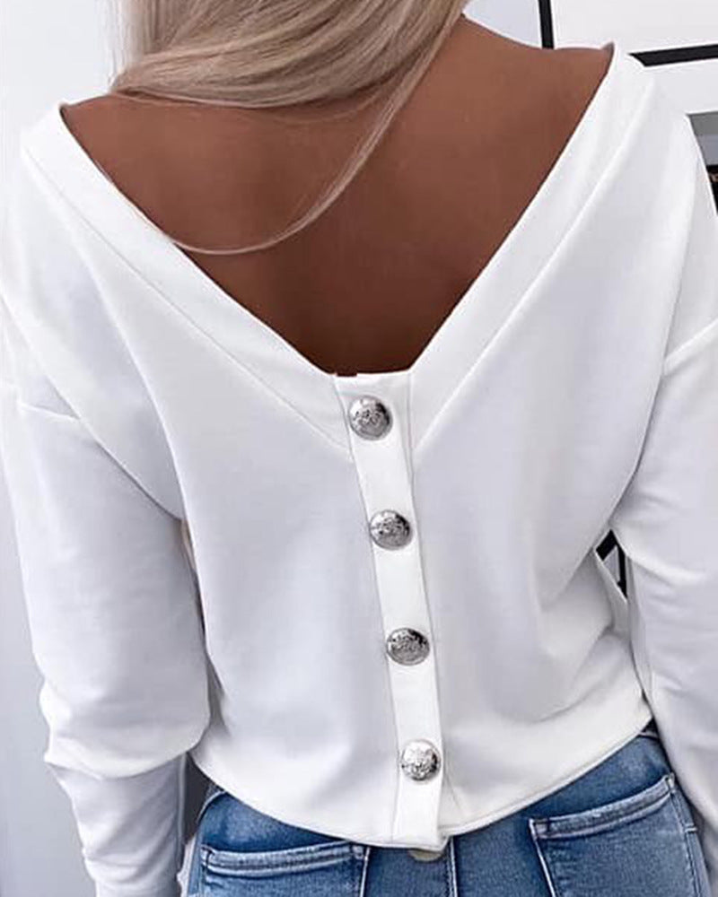Women's White Backless Long Sleeves Top - product image 2