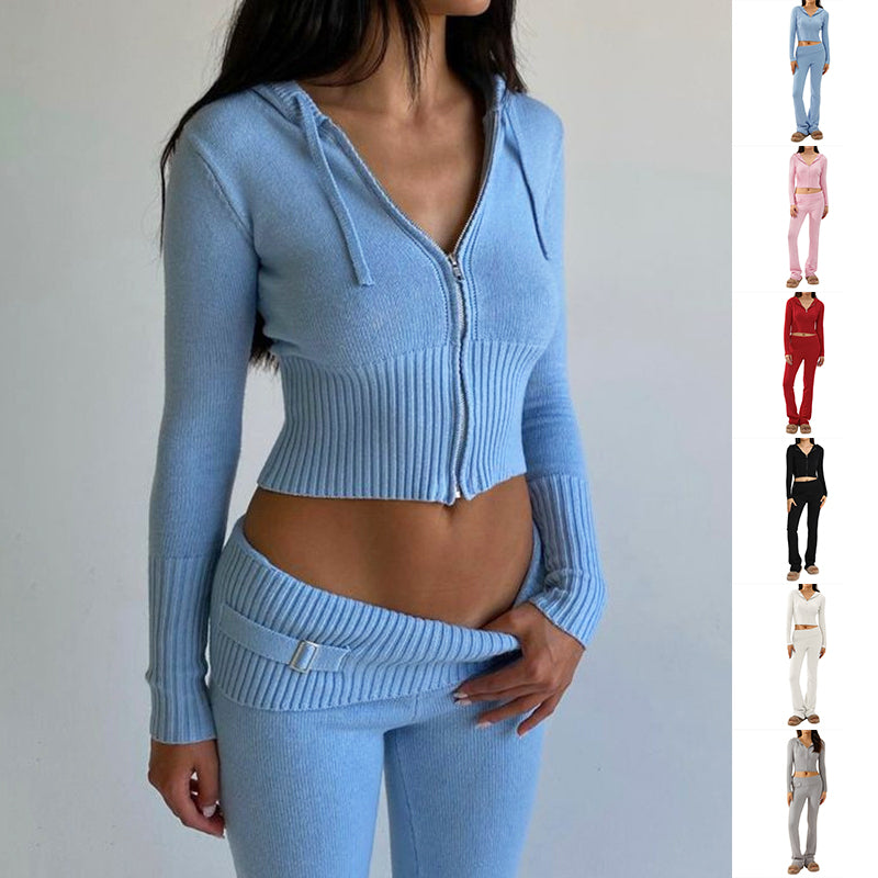 Women's Zip-Up Hoodie and Pants Set