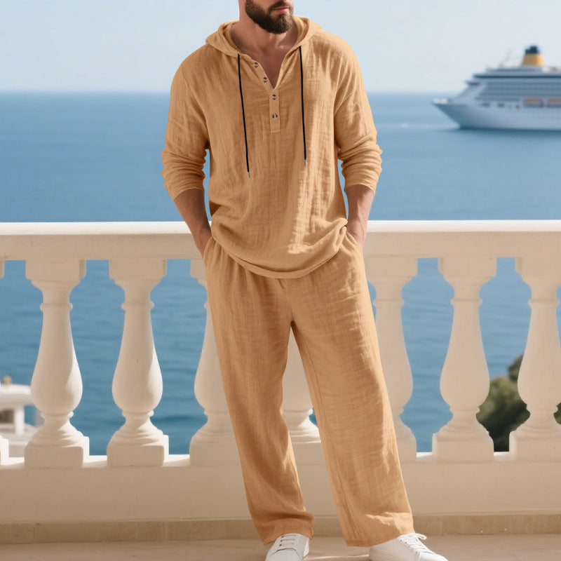 Men's Hooded Long-Sleeve Top & Pants Set - image 1