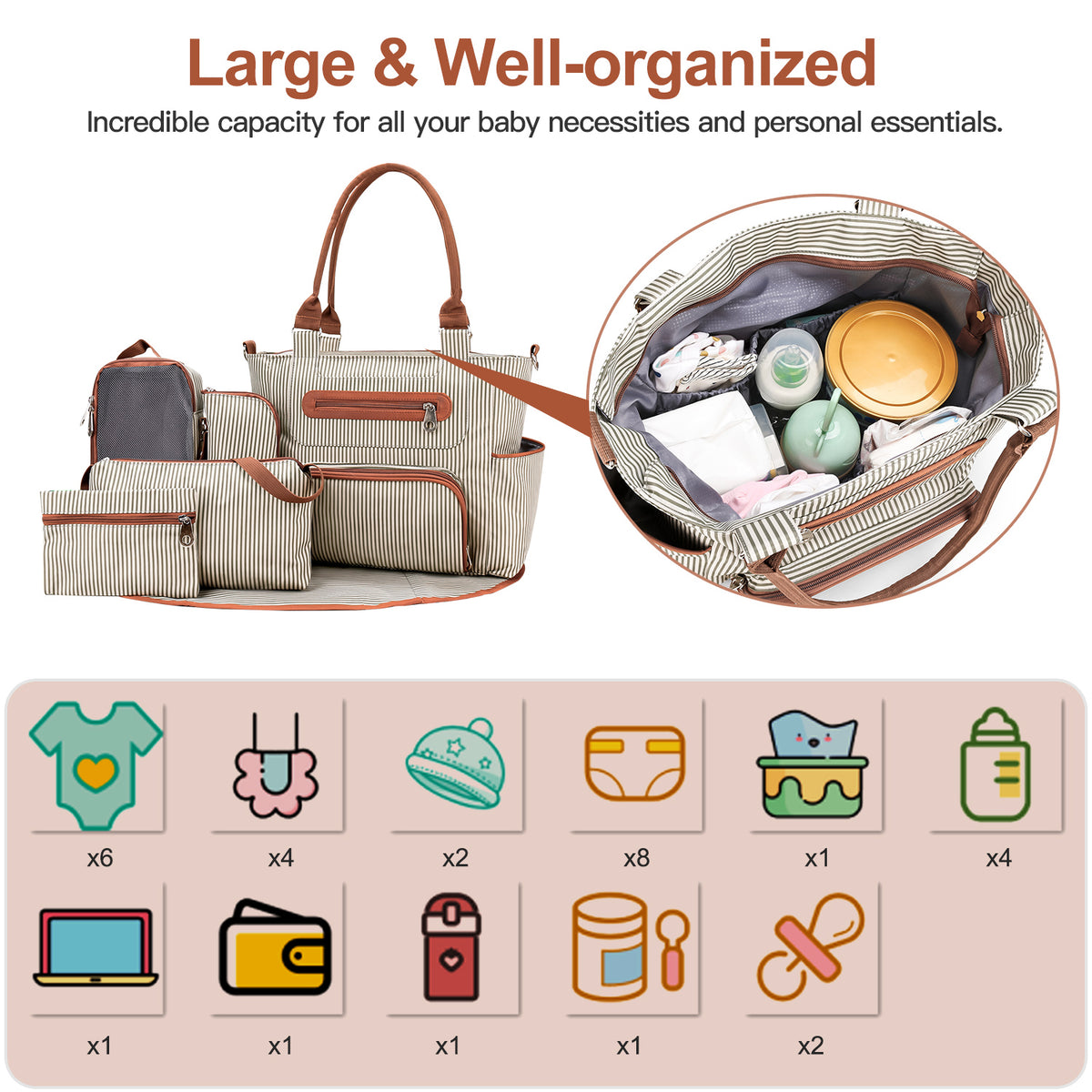 8-Piece Baby Diaper Bag Set - view 5