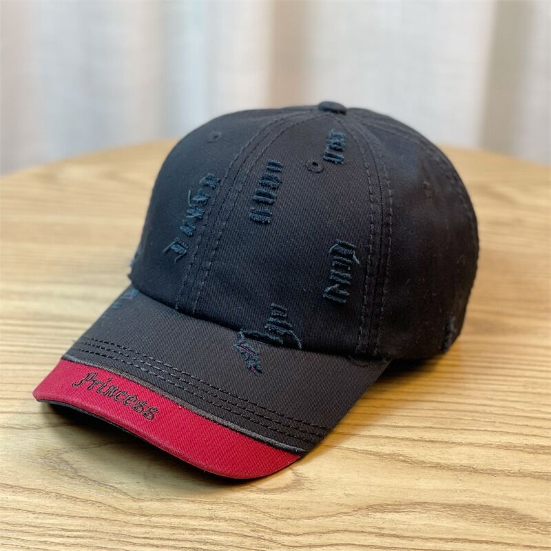 Distressed Embroidered-Letter Baseball Cap - image 8