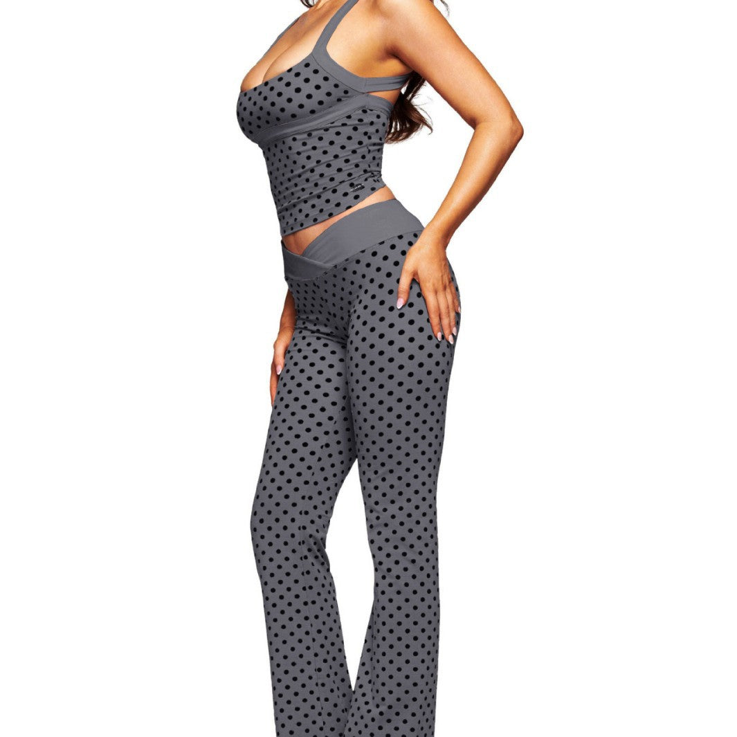 Polka Dot Halter Neck Two-Piece Activewear Set - product image 1