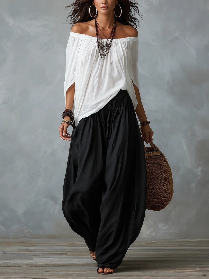 Women's Off-Shoulder Two-Piece Set – Long Sleeve Top & Flare Pants - product image 11