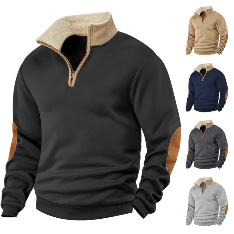 Men's Retro Patchwork Long-Sleeve Sweater - image 2