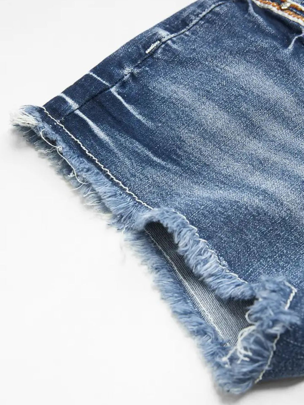 Women's embroidered high-waist denim shorts - view 5