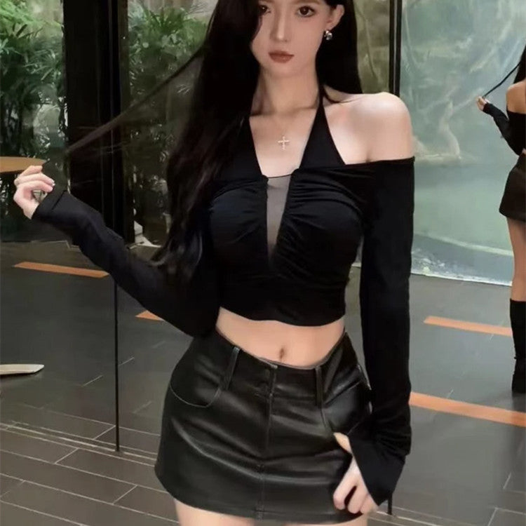 Women's V-Neck Off-Shoulder Top and Skirt Set - product image 1