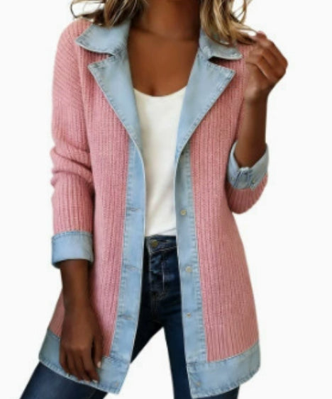 Women's Denim Patchwork Button-Down Jacket - view 3