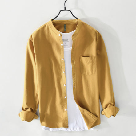 Men's Stand Collar Long Sleeve Cotton Linen Shirt - product image 2