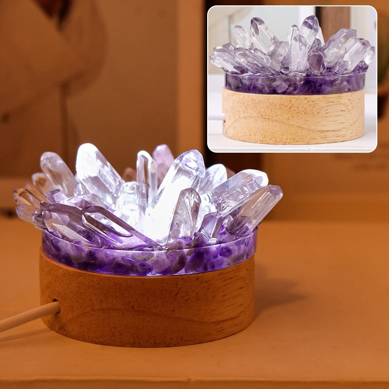 Natural Amethyst Crystal Night Light USB Geode Lamp - view 9