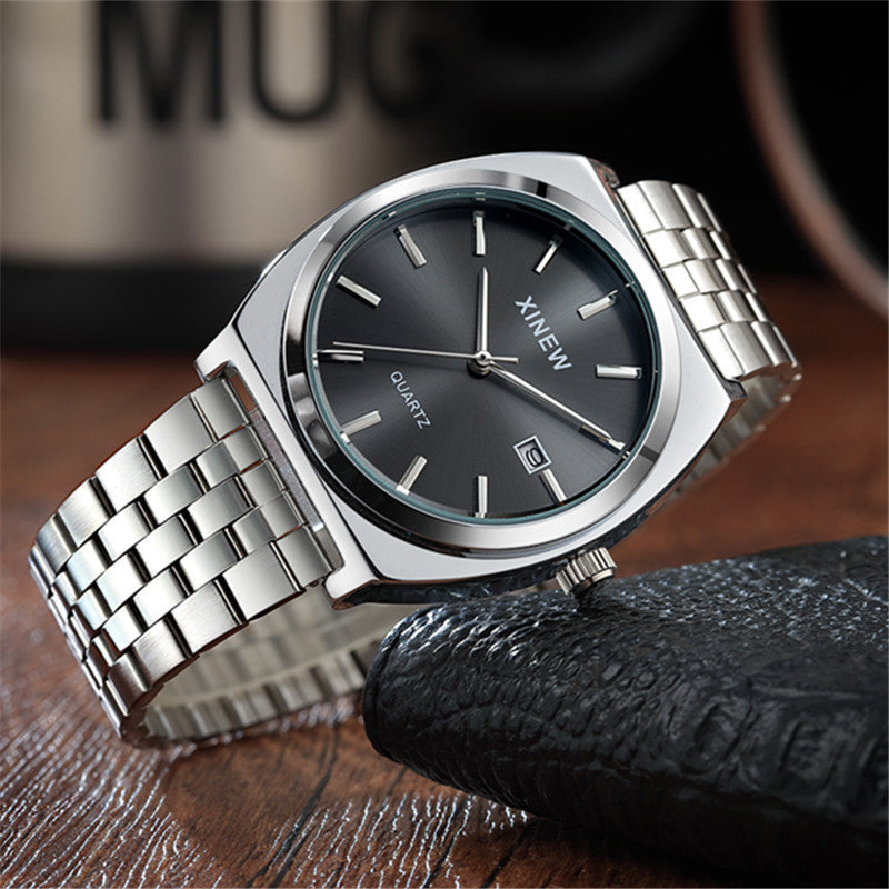 Men's Stainless Steel Strap Calendar Quartz Watch - product image 1