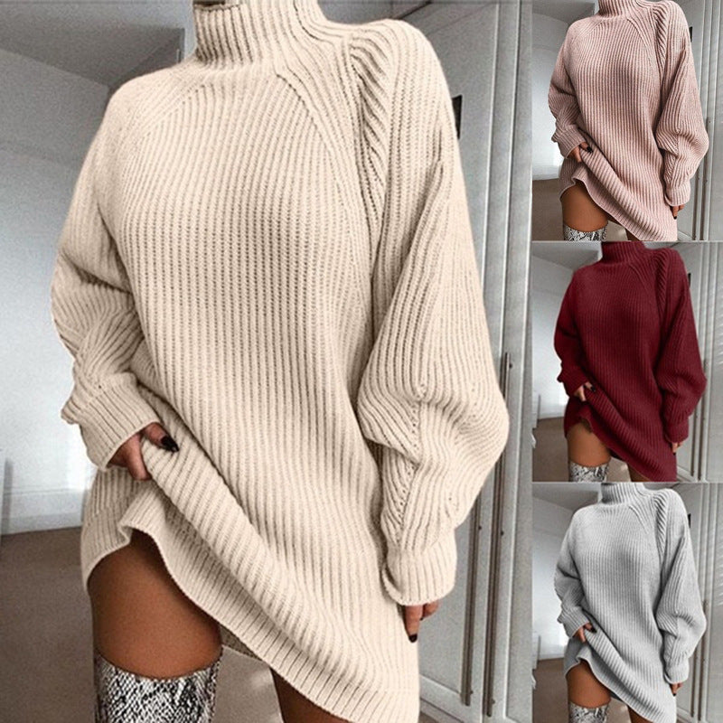 Solid Turtleneck Long Sweater Winter Warm Women Sweater Dress - product image 3