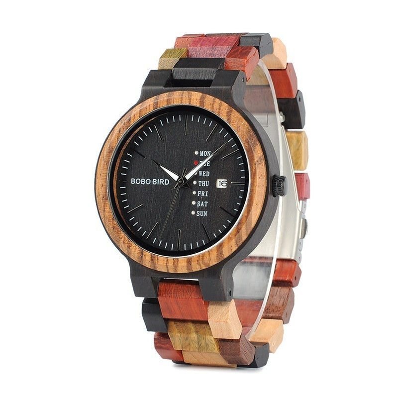 Couples Wooden Quartz Watch with Date Display - product image 3