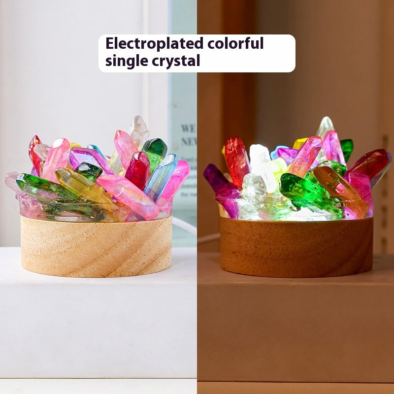 Natural Amethyst Crystal Night Light USB Geode Lamp - view 8