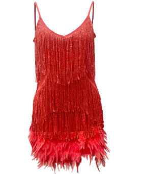 Women's Lace Tassel V-Neck Mini Dress - product image 10