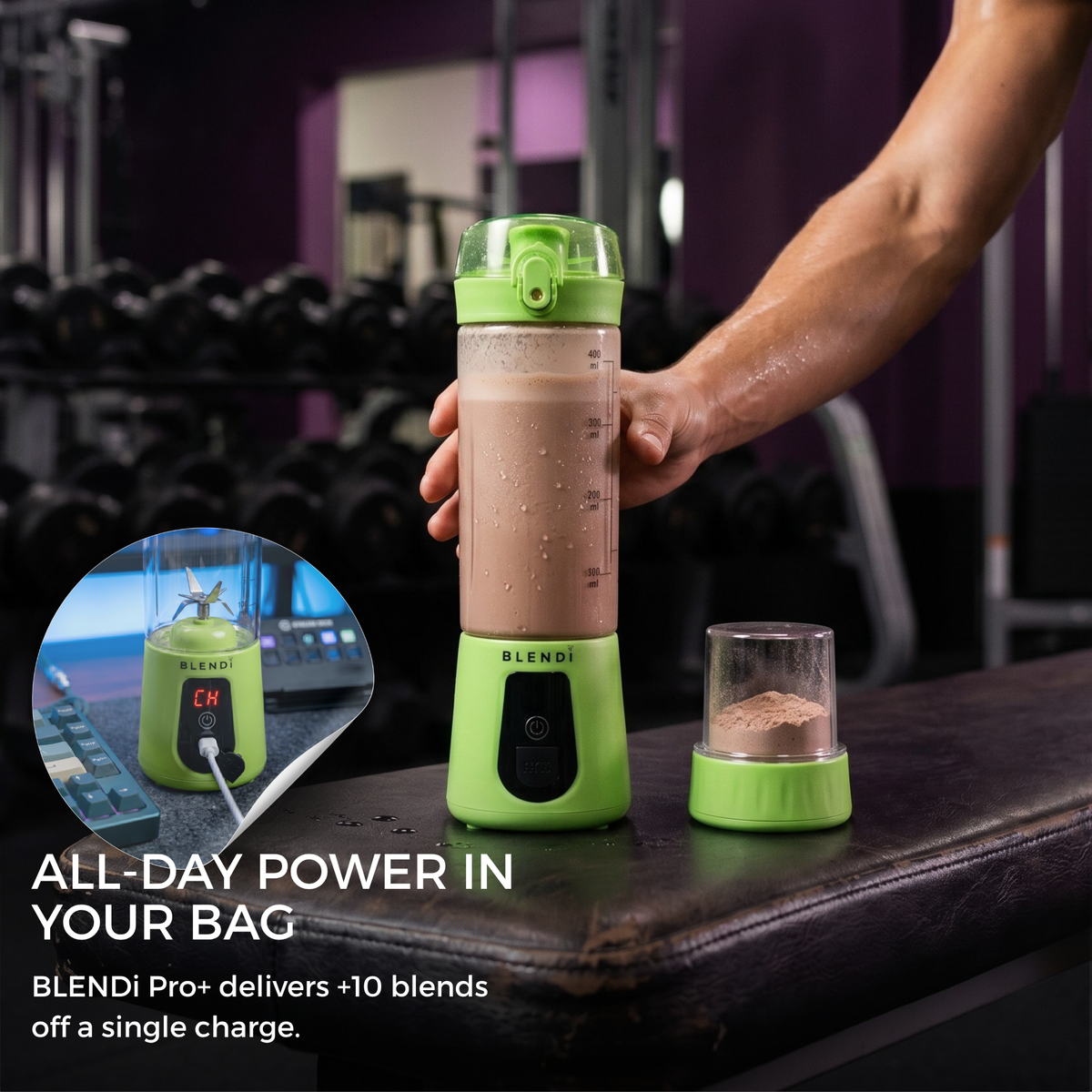 BLENDi Pro+ Portable Blender – 120W, 17oz, Crushes Ice, USB-C Rechargeable
