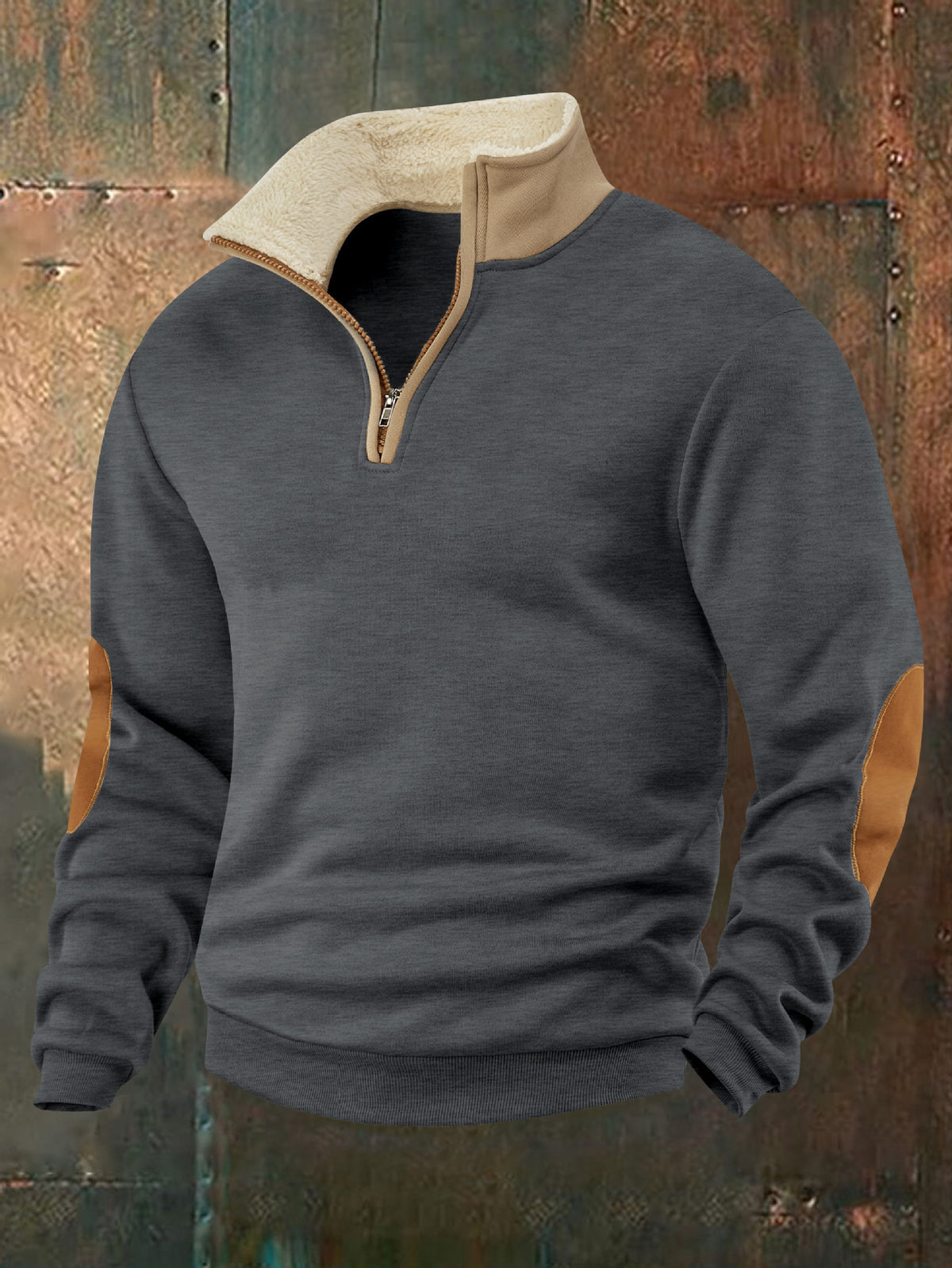 Men's Retro Patchwork Long-Sleeve Sweater - image 10