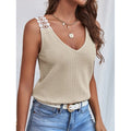 Lace-Detail Waffle Sleeveless Tank Top - product image 3