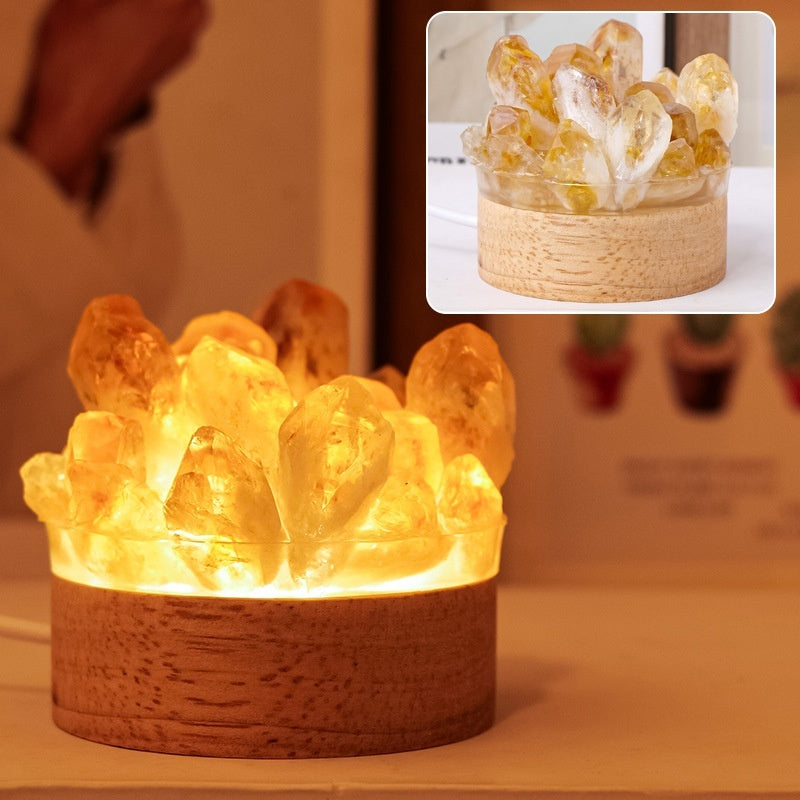 Natural Amethyst Crystal Night Light USB Geode Lamp - view 2