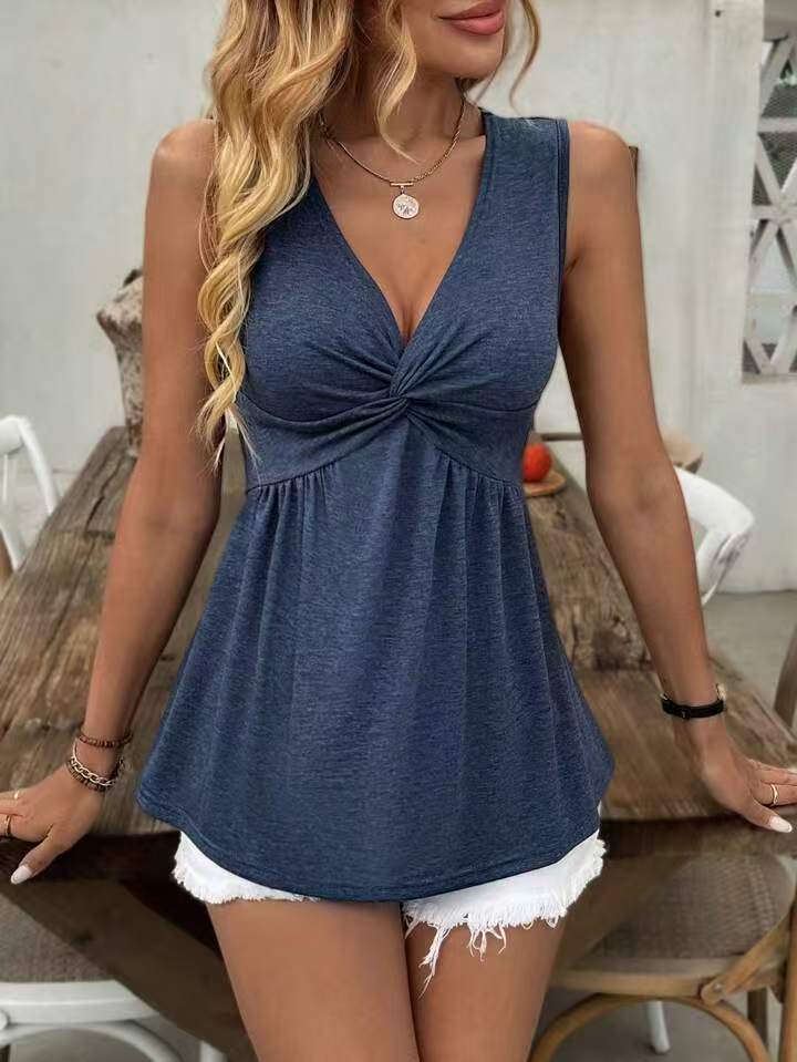 Twisted V-Neck Waist-Cinching Sleeveless Top - product image 2
