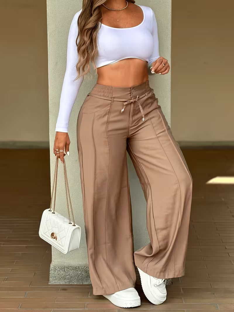 Women's High-Waist Drawstring Wide-Leg Pants - product image 15