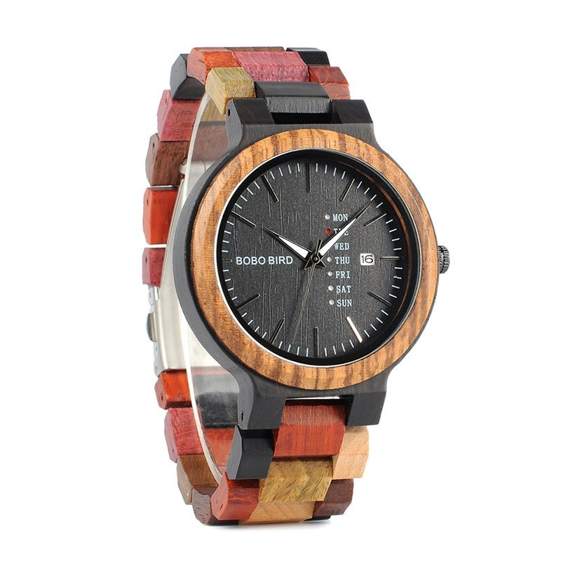 Couples Wooden Quartz Watch with Date Display - product image 2