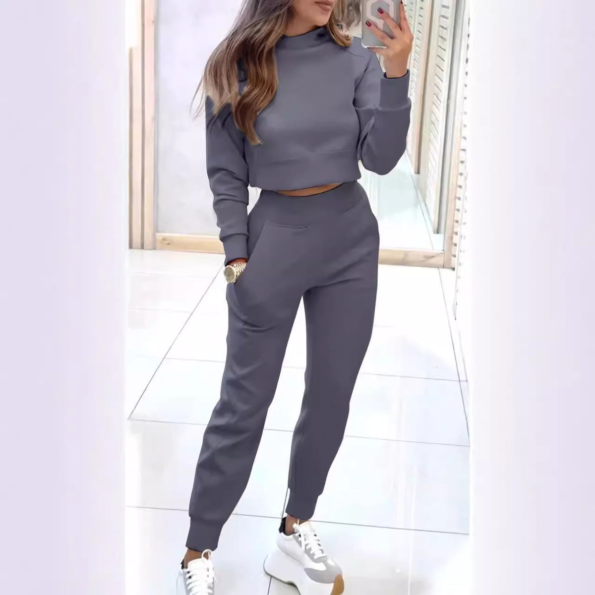 Women's High-Collar Slim Long-Sleeve Leisure Suit - product image 6