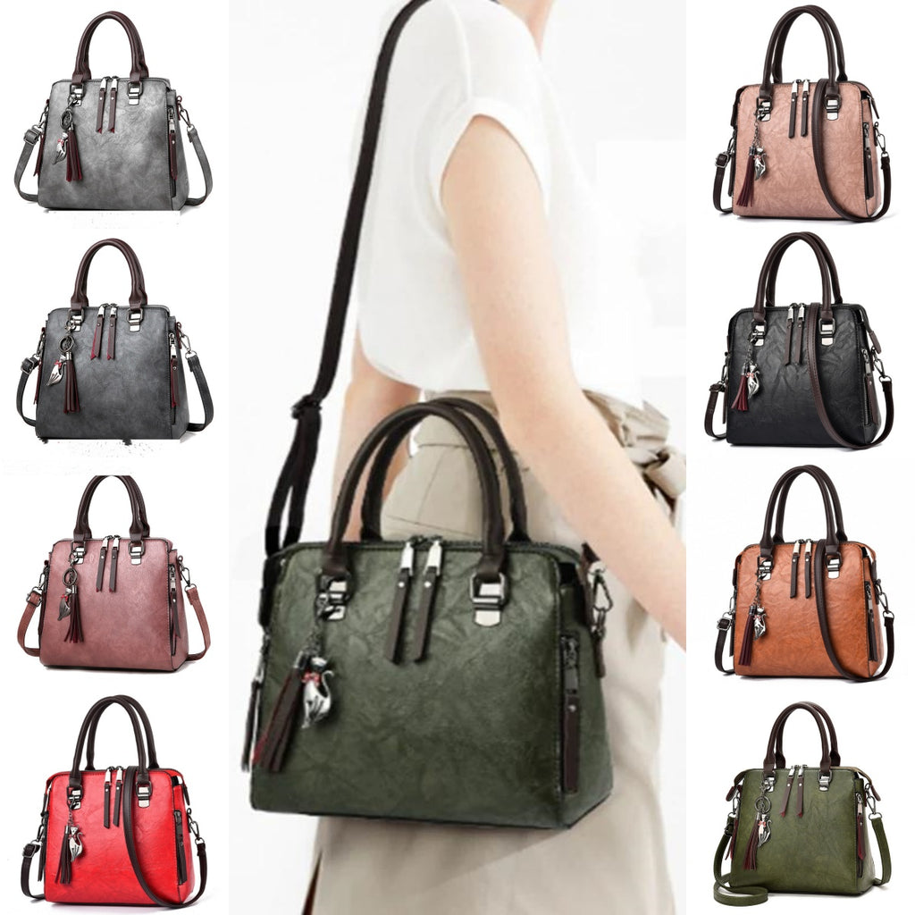 Women's Tassel Top-Handle Bag – PU Leather Shoulder Bag with Zipper - product image 1